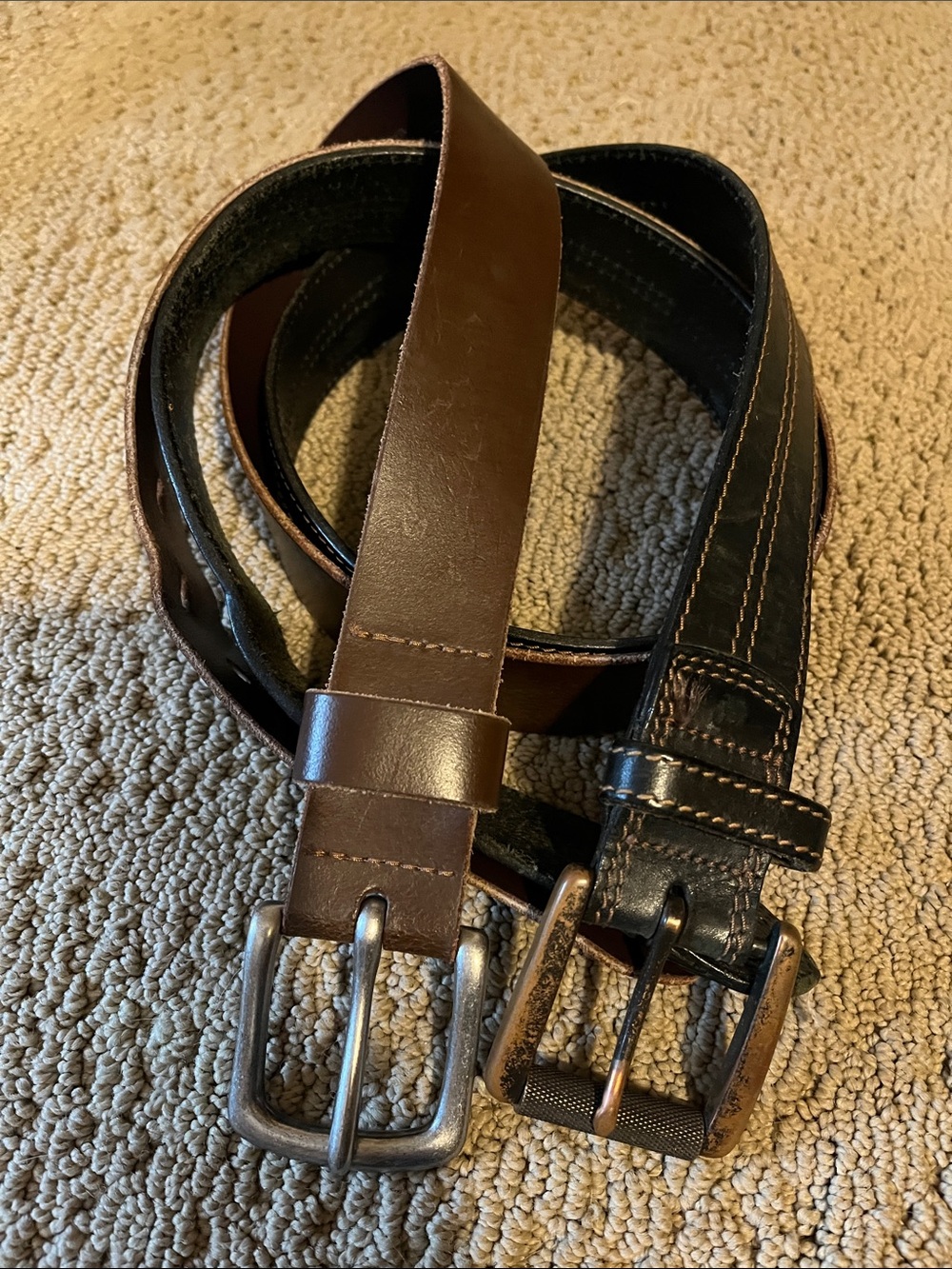 Banana Republic Leather Belt Duo — Brown & Black